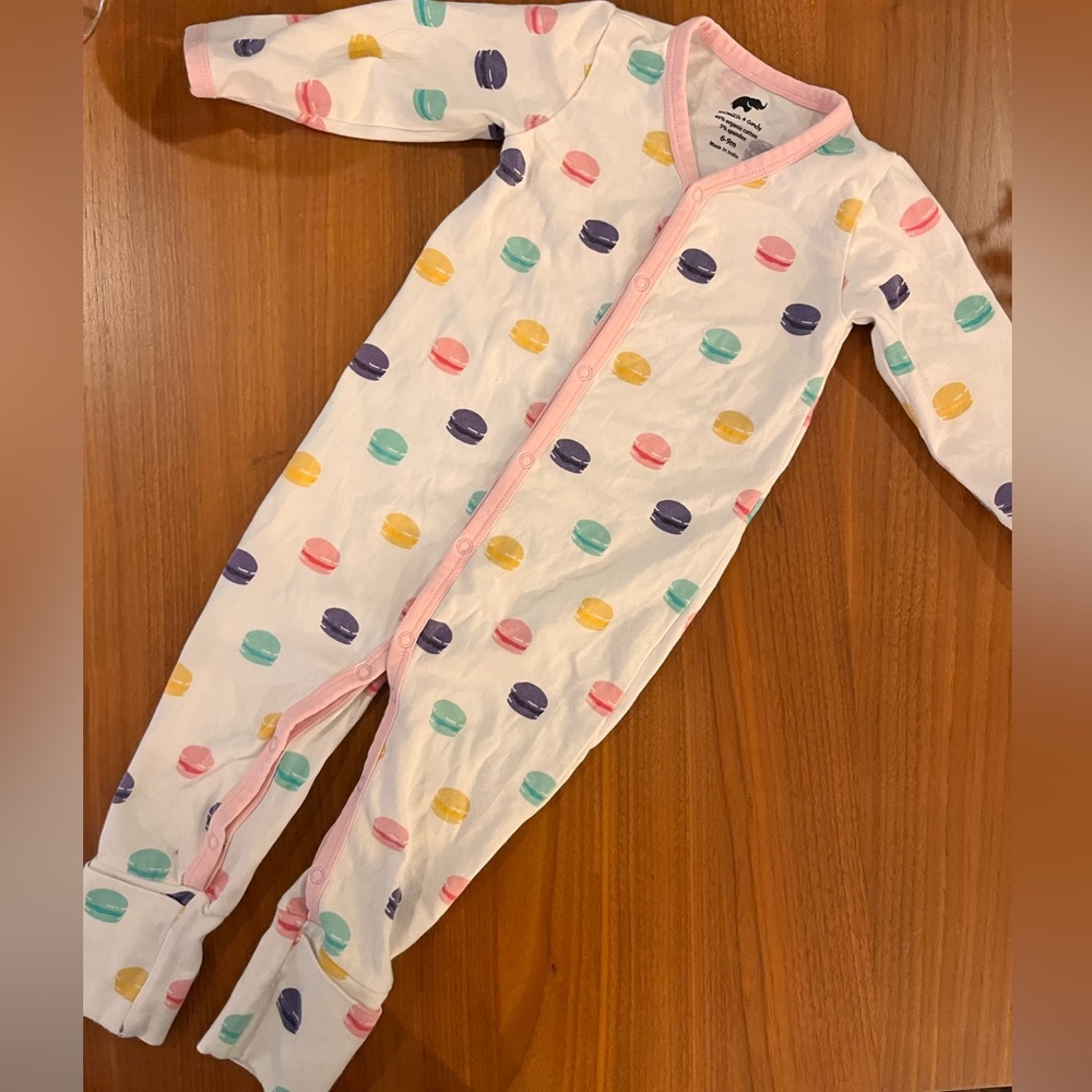 Monica + Andy On the Go One-Piece | Pastel Macaron Print | 6-9 Months | LIKE NEW